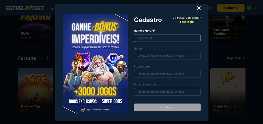 Fortune Tiger Estrela Bet cadastro